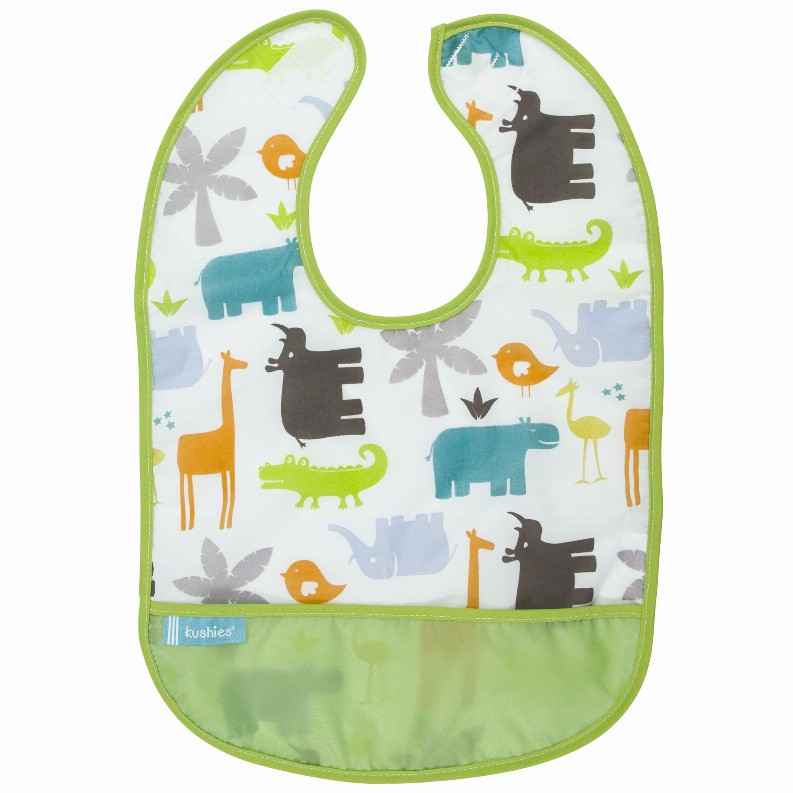 Cleanbib Waterproof Bib - 6-12m White Jungle Print