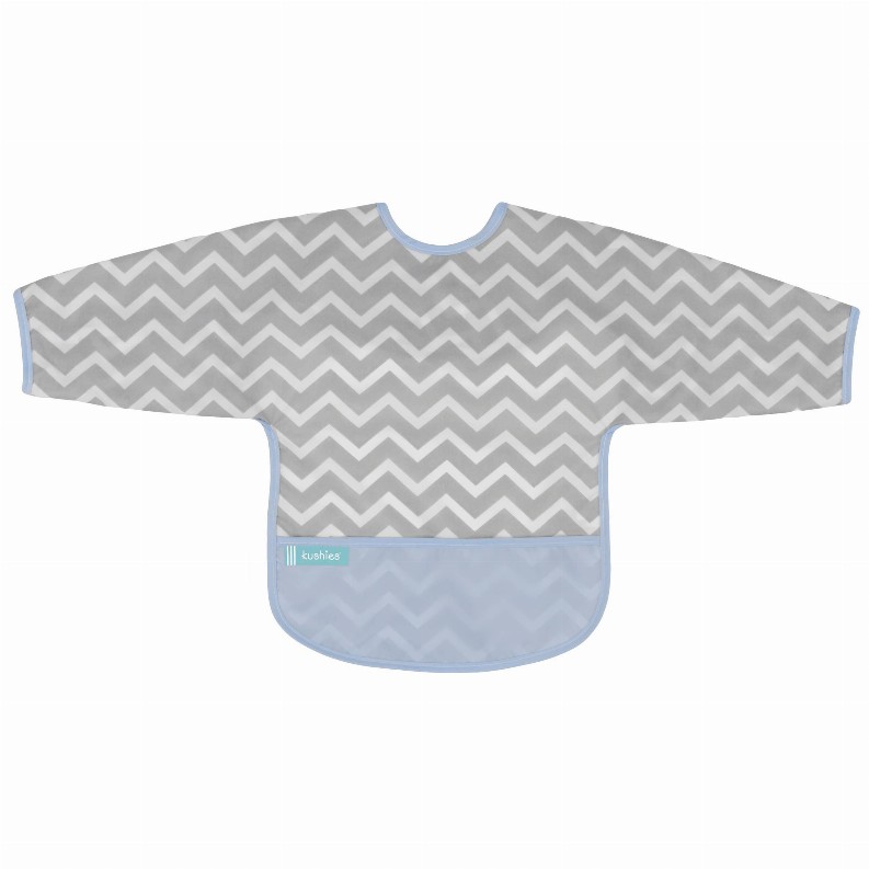 Cleanbib Wp Bib W/Slvs - 6-12m Blue Chevron Print