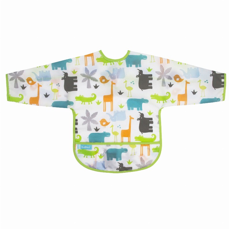 Cleanbib Wp Bib W/Slvs - 6-12m White Jungle Print