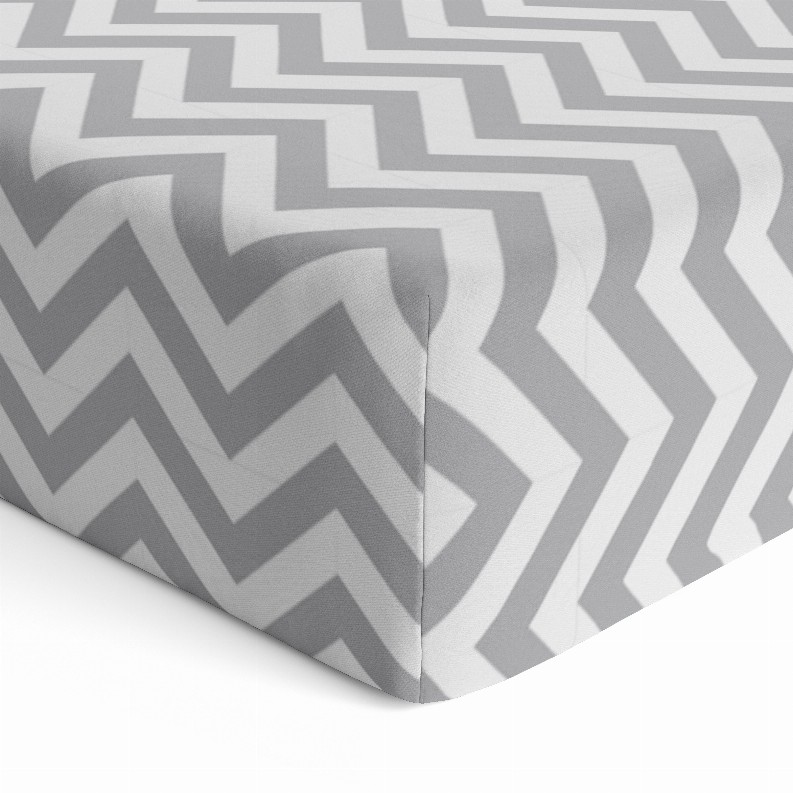 Fitted Crib Sheet - Grey Chevron