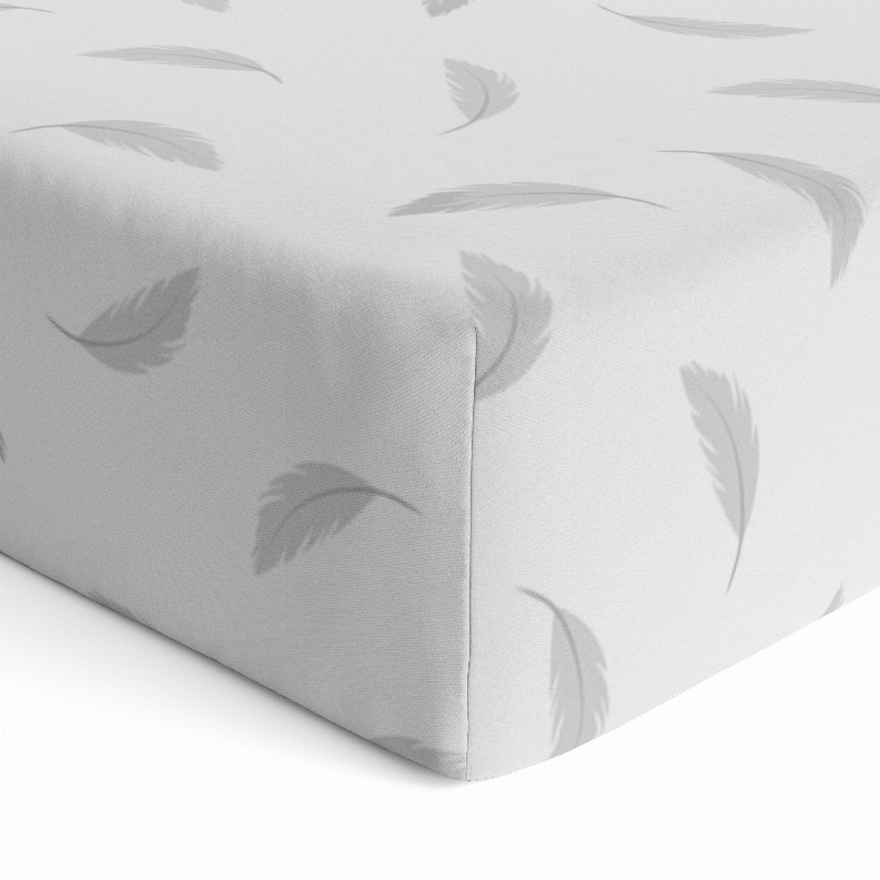 Flannel Mini Crib Sheet - 24"x 38"x 6" Grey Feathers