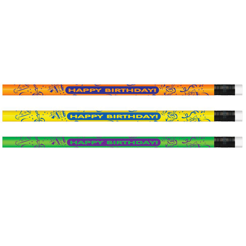 Neon Happy Birthday Pencils, Pack of 12