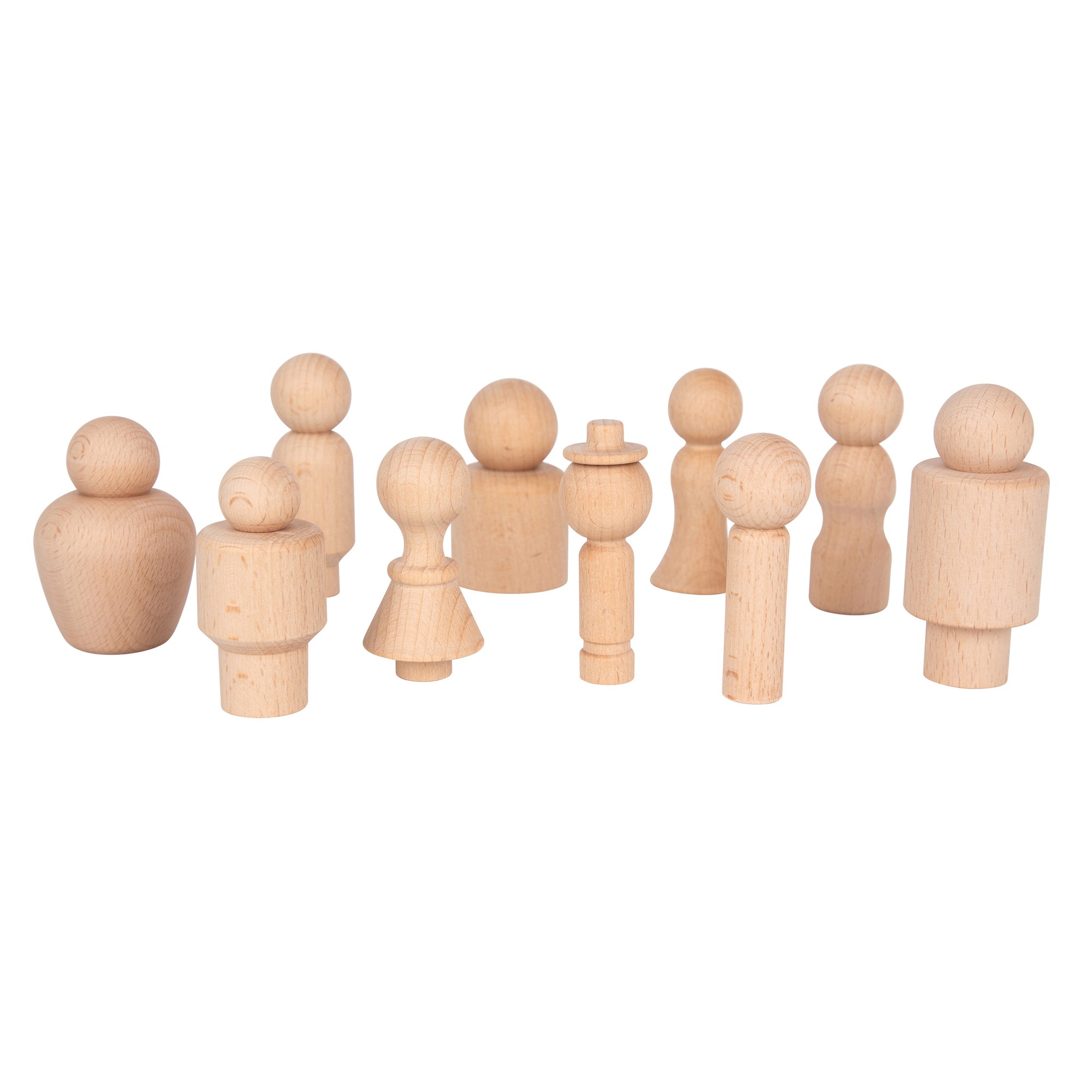 Wooden Community Figures - Set of 10 - For Ages 18m+ - Wooden Peg Dolls for Kids - 10 Different Shapes - Loose Parts Wooden Toys