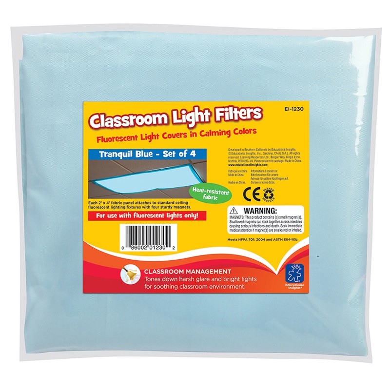 Classroom Light Filters, Tranquil Blue, Set of 4