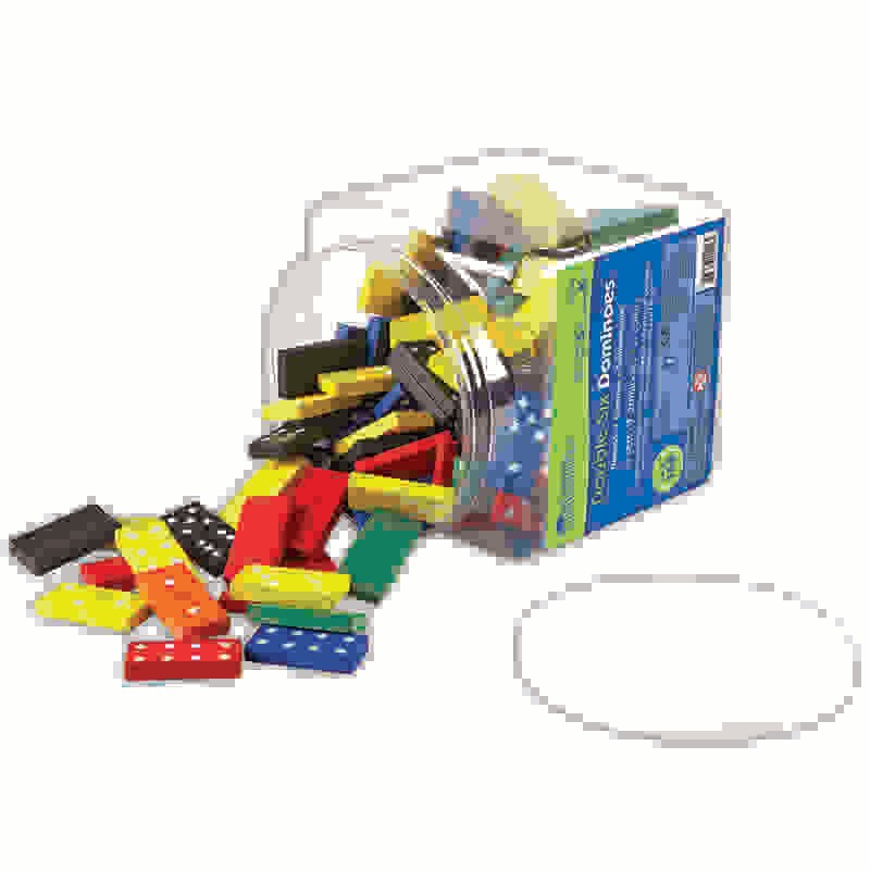 Double-Six Colored Dominoes in a Bucket, Set of 168