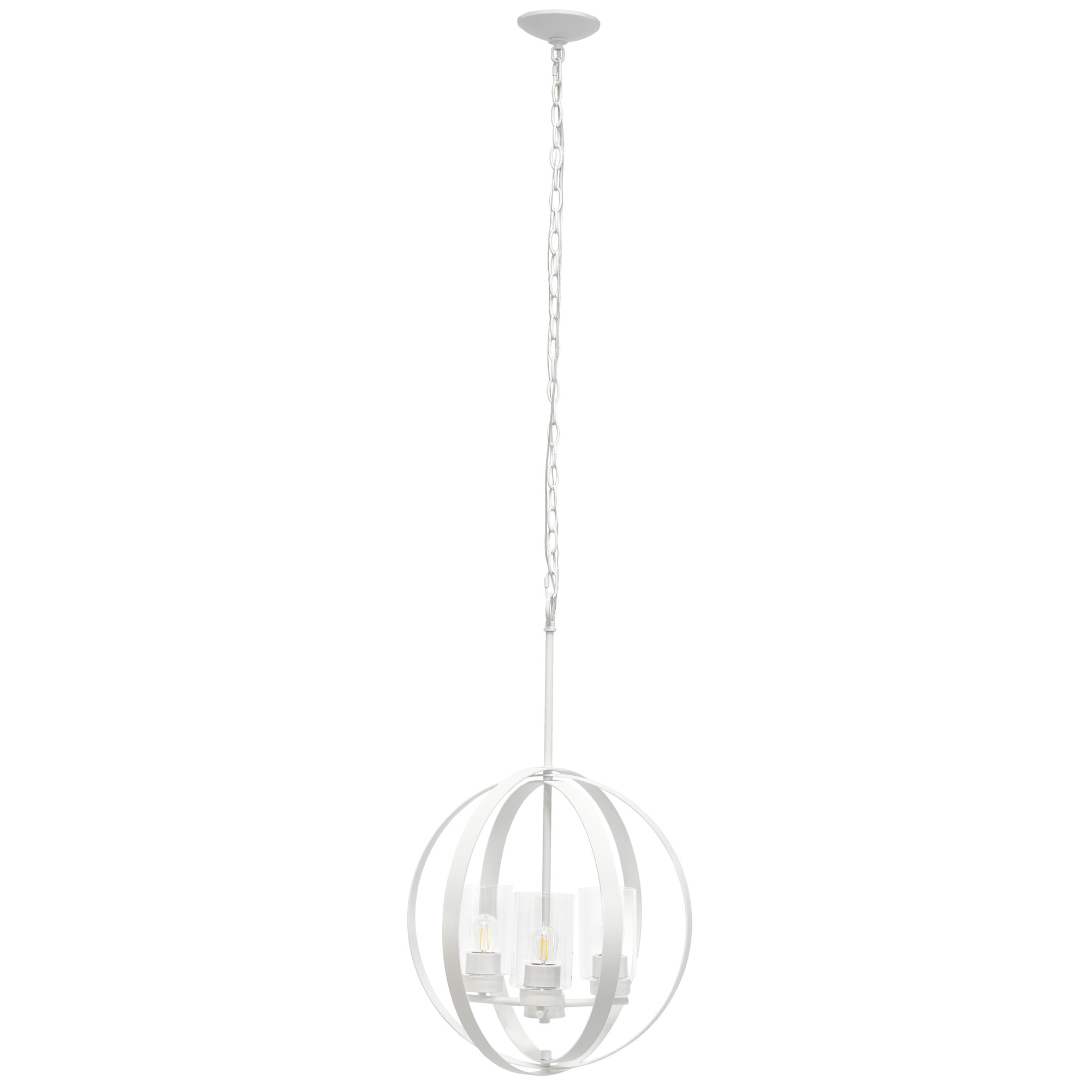 3-Light 18" Adjustable Globe Hanging Metal and Clear Glass Ceiling Pendant