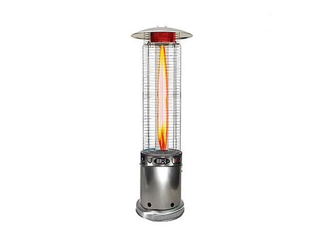 The Lava Heat Italia R-Line 7 Foot Commercial Flame Tower Heater, Manual Ignition, Stainless Steel Finish, Liquid Propane