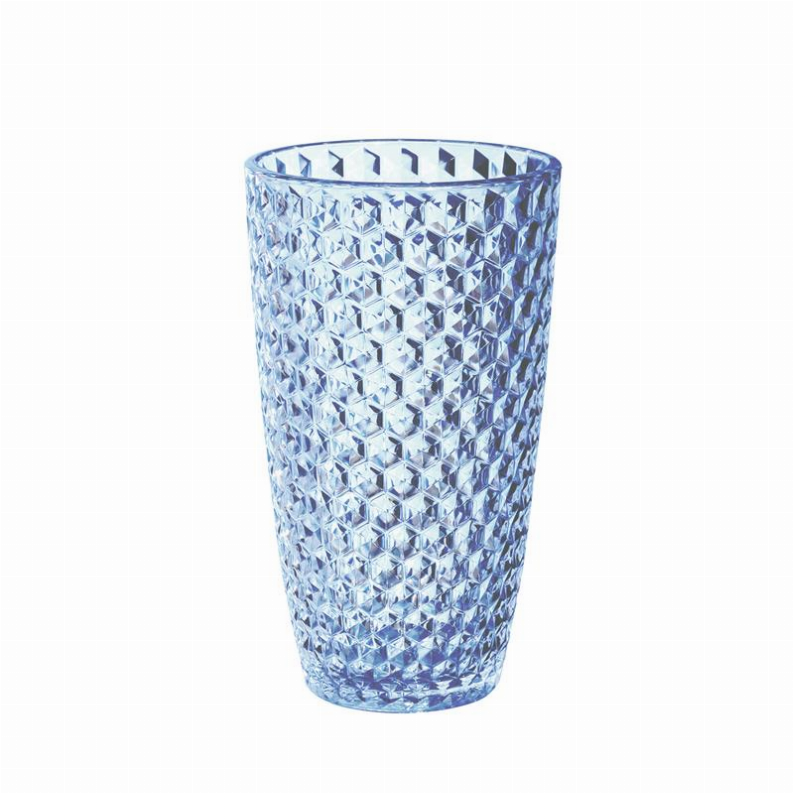 Acrylic Diamond Cut Hi-Ball - Blue 19 oz. Set of 4