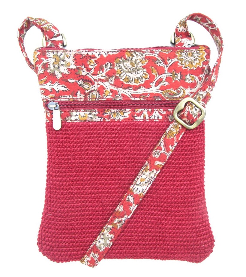 Leaf & Fiber Eco-Friendly IPAD Designer Cross-Body Bag - Red