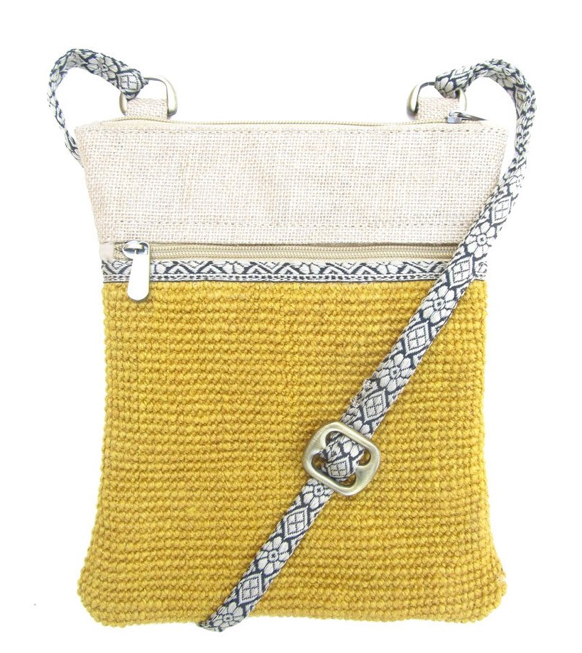 Leaf & Fiber Kindle Eco-Friedly Cross-Body Bag - Yellow