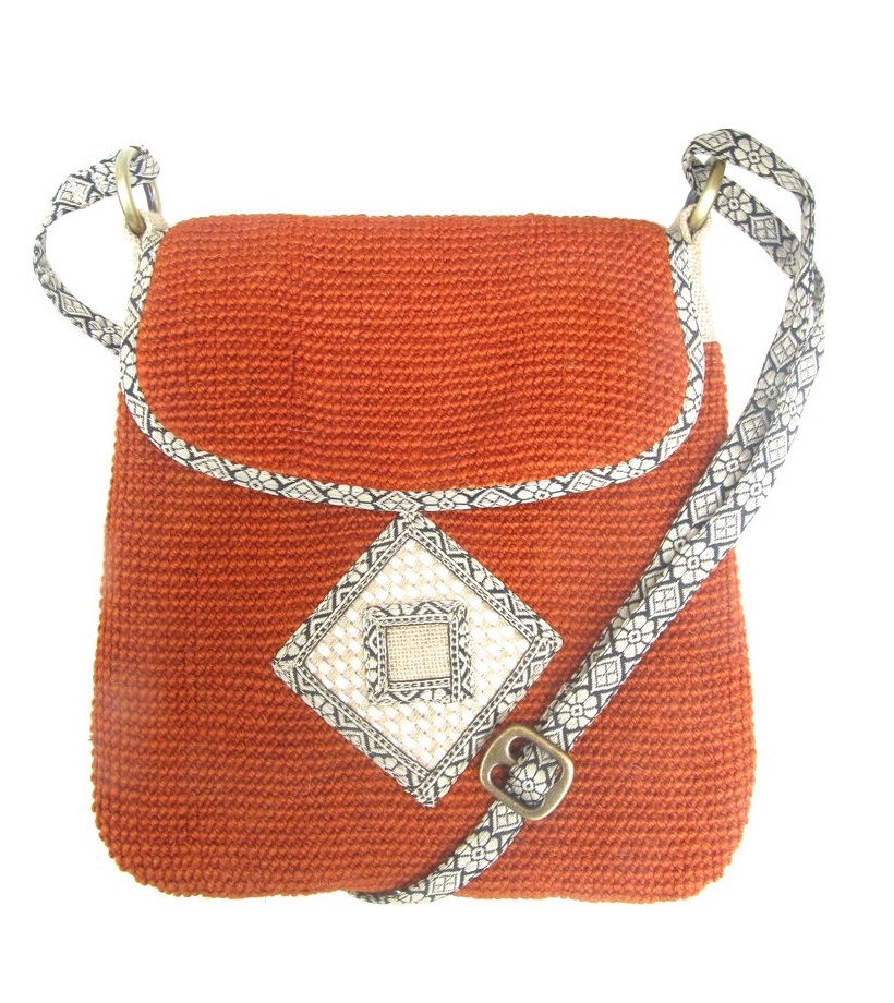 Leaf & Fiber 'Rummy' Eco-Friendly Designer Cross-Body Bag - Orange