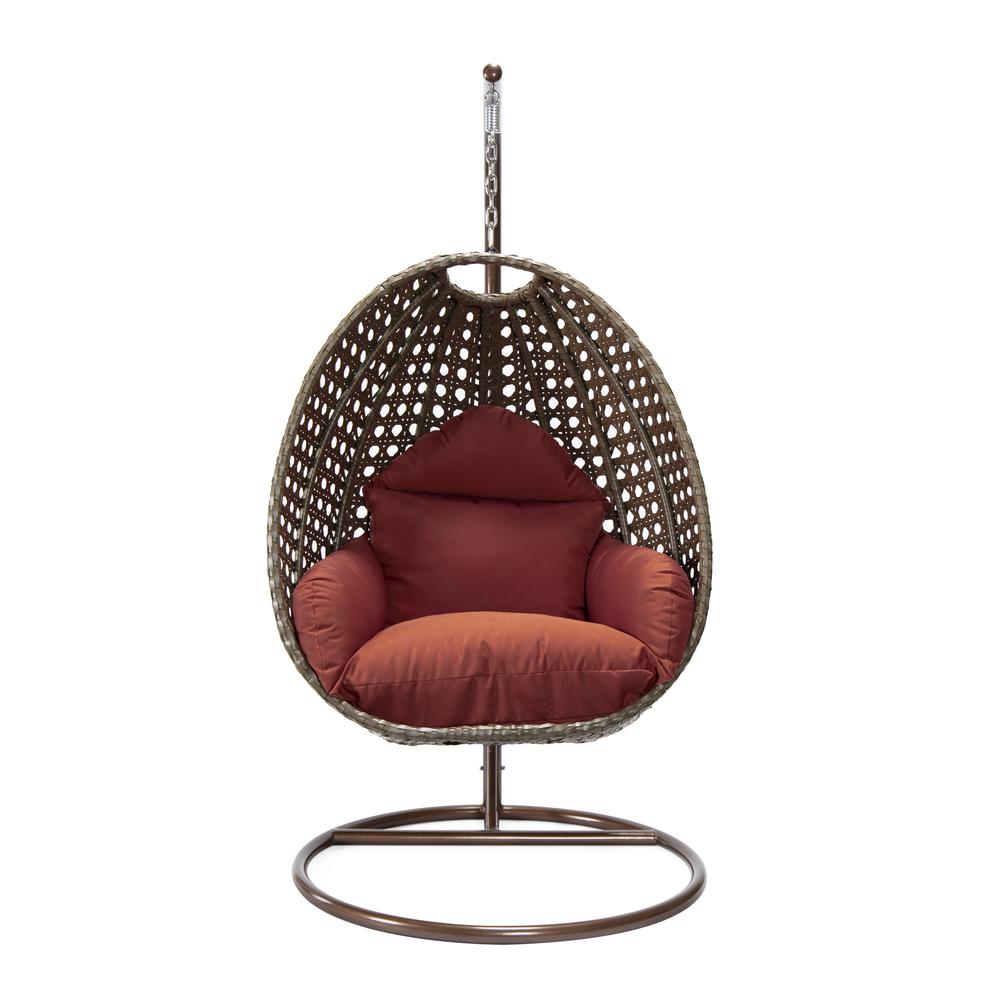 LeisureMod Wicker Hanging Egg Swing Chair in Cherry