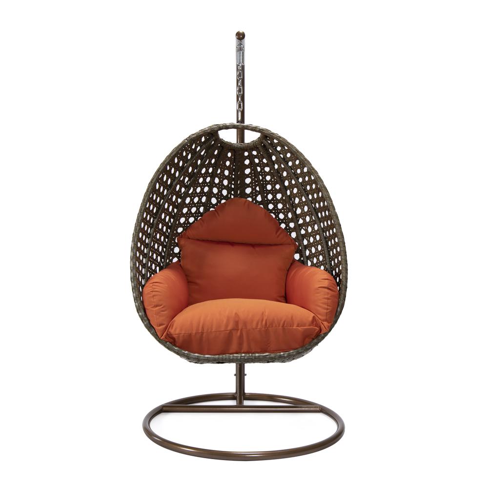 LeisureMod Wicker Hanging Egg Swing Chair in Orange