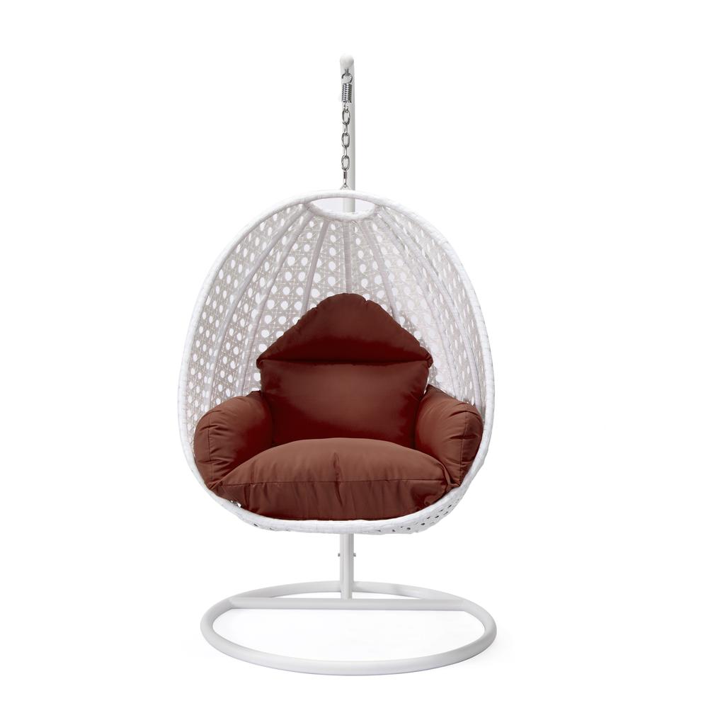 LeisureMod Wicker Hanging Egg Swing Chair, Cherry color