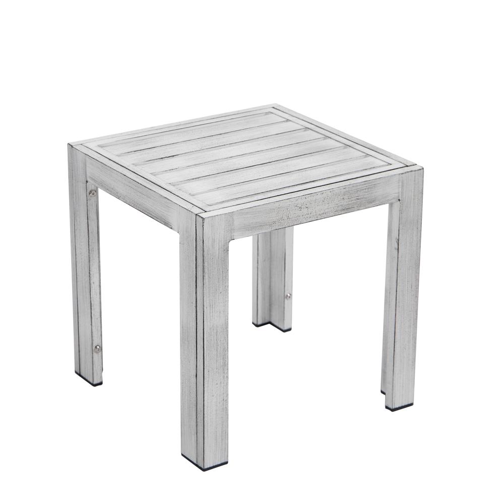 LeisureMod Chelsea Modern Aluminum Patio Side Table, Weathered Grey