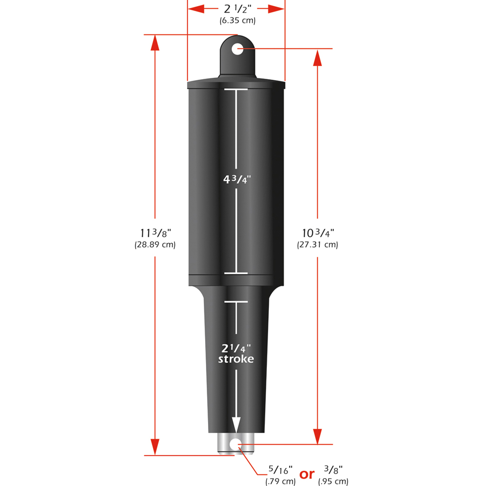 Lenco 101XD Extreme Duty Actuator - 12V - 2-1/4" Stroke - 5/16" Hardware