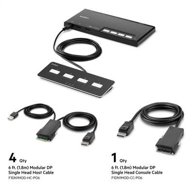 4Port Sngl Head DP Mode S KVM