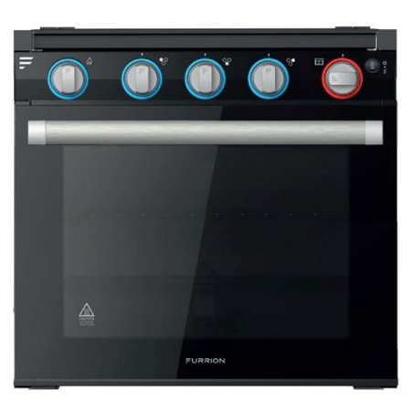 21In RV 3-Burner Gas Range W/Glass Door, 2-Color LED Knob, Black/Silver