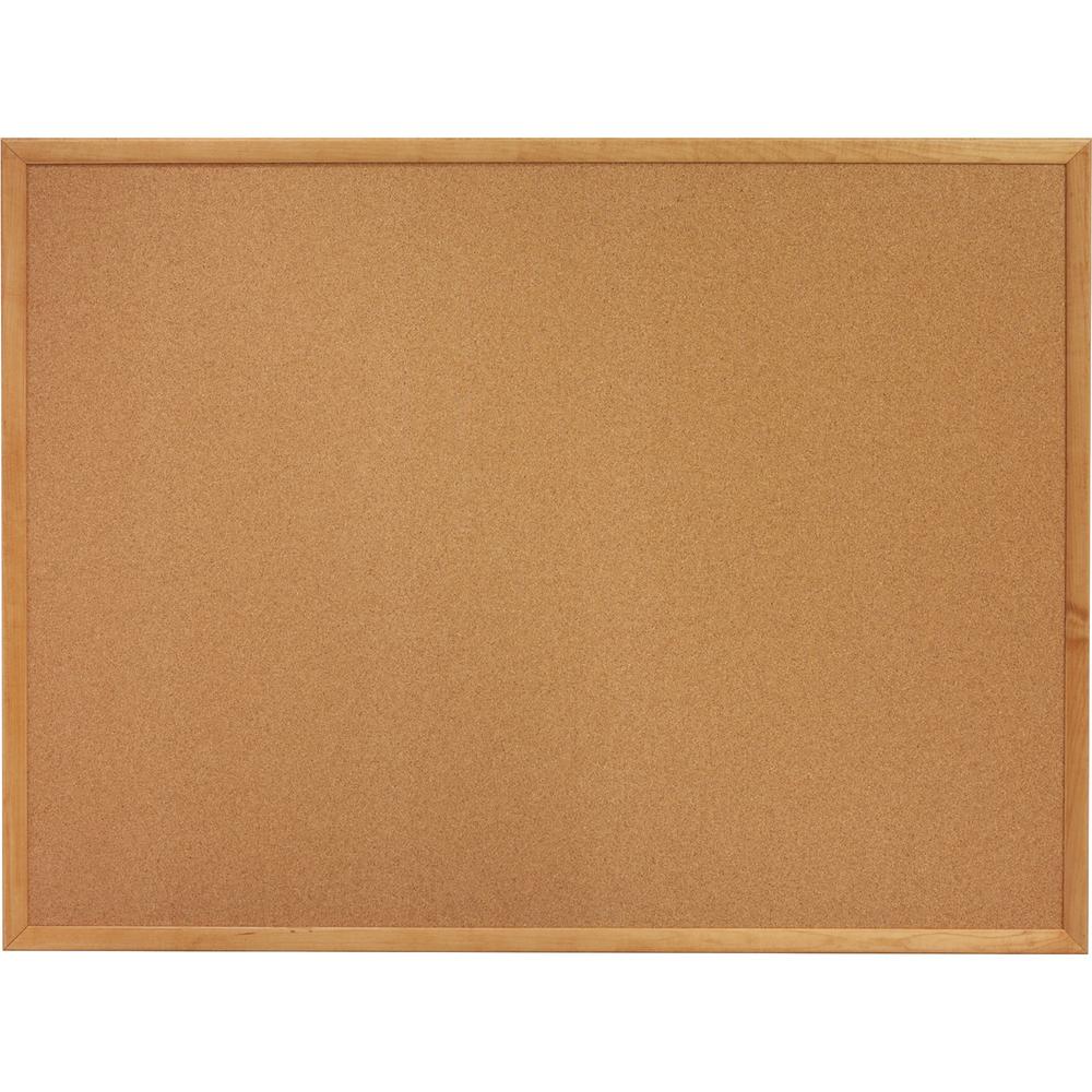 Lorell Oak Wood Frame Cork Board - 24" Height x 36" Width - Cork Surface - Long Lasting, Warp Resistant - Brown Oak Frame - 1 Ea