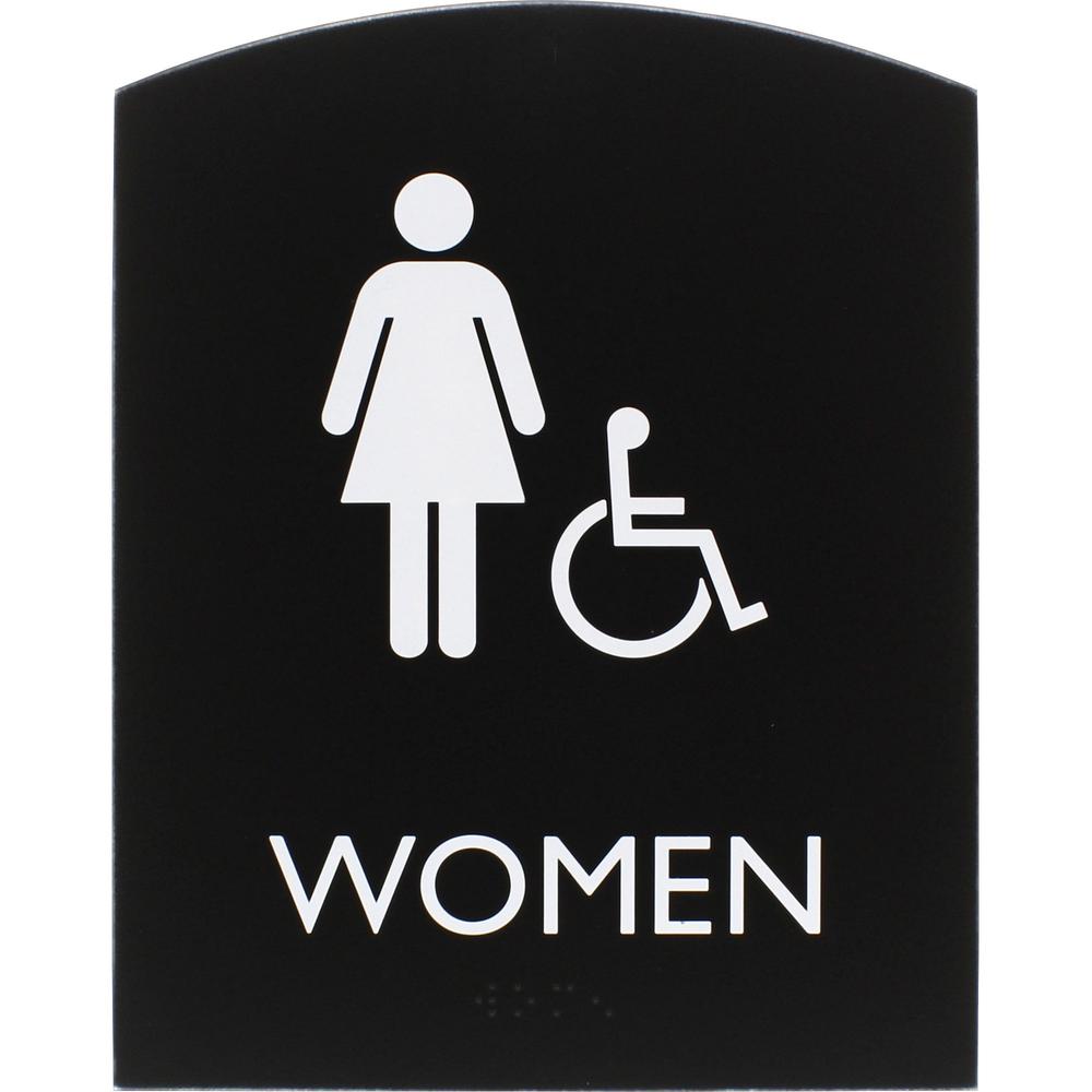 Lorell Restroom Sign - 1 Each - Women Print/Message - 6.8" Width x 8.5" Height - Rectangular Shape - Easy Readability, Braille -