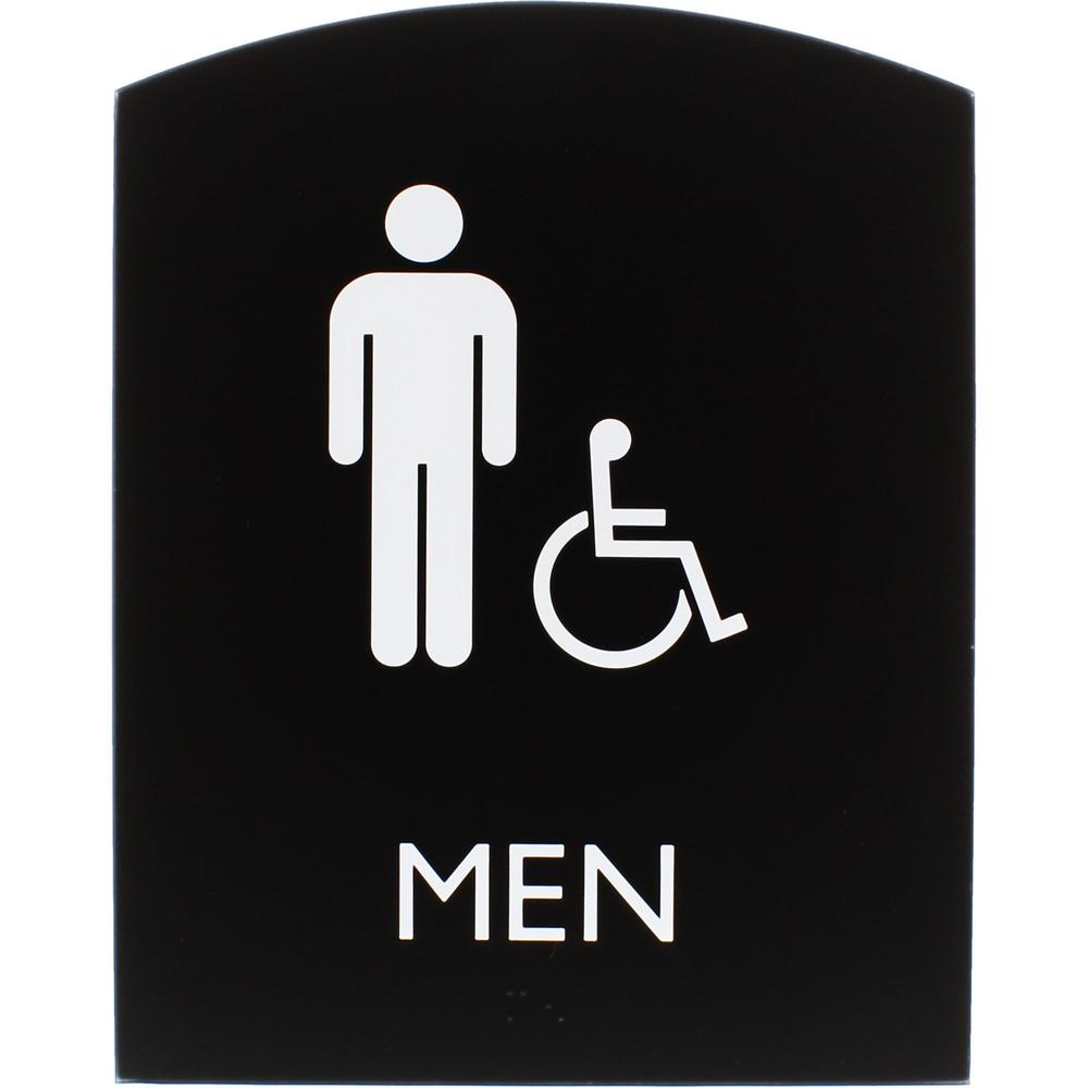 Lorell Restroom Sign - 1 Each - Men Print/Message - 6.8" Width x 8.5" Height - Rectangular Shape - Easy Readability, Braille - P
