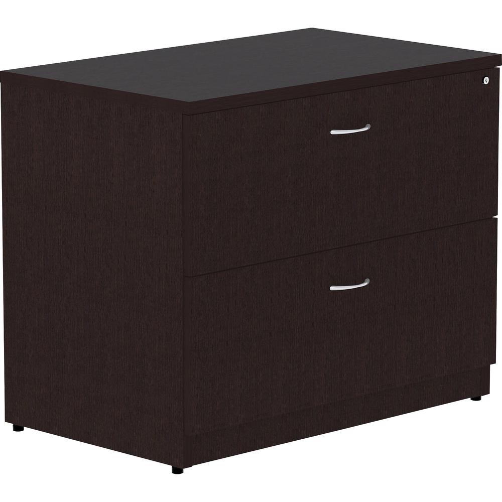 Lorell Essentials Espresso Laminate Lateral File - 2-Drawer - 1" Top, 0.1" Edge, 36" x 22"29.5" Lateral File - 2 x File Drawer(s