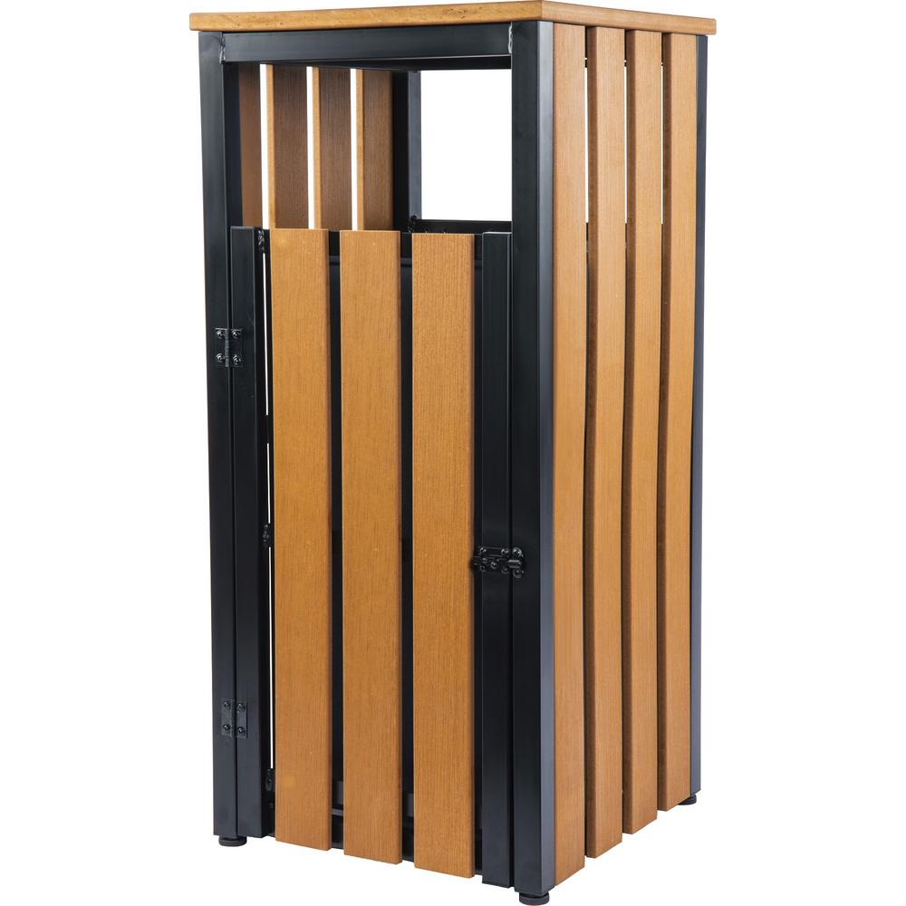 Lorell Outdoor Waste Bin - Rectangular - Weather Resistant - 33.6" Height x 15.8" Width x 15.8" Depth - Polystyrene - Teak - 1 E