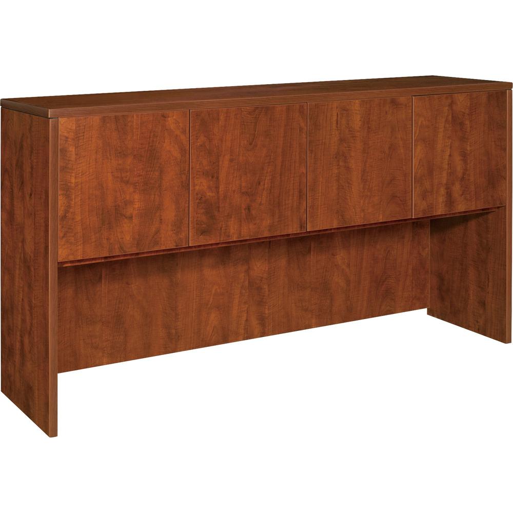 Lorell Essentials Hutch with Doors - 66.1" x 14.8" x 36" - Finish: Cherry, Laminate