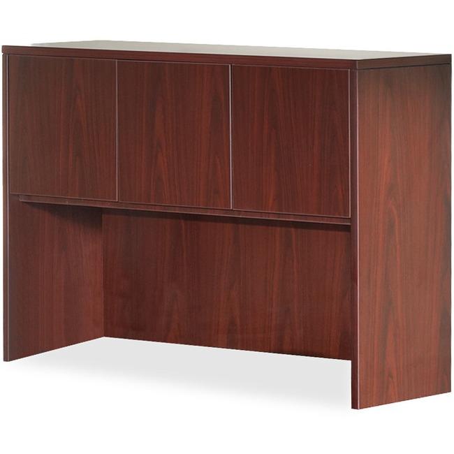 Lorell Essentials Hutch - 59" x 14.8" x 36" - 3 Door(s) - Finish: Laminate, Mahogany