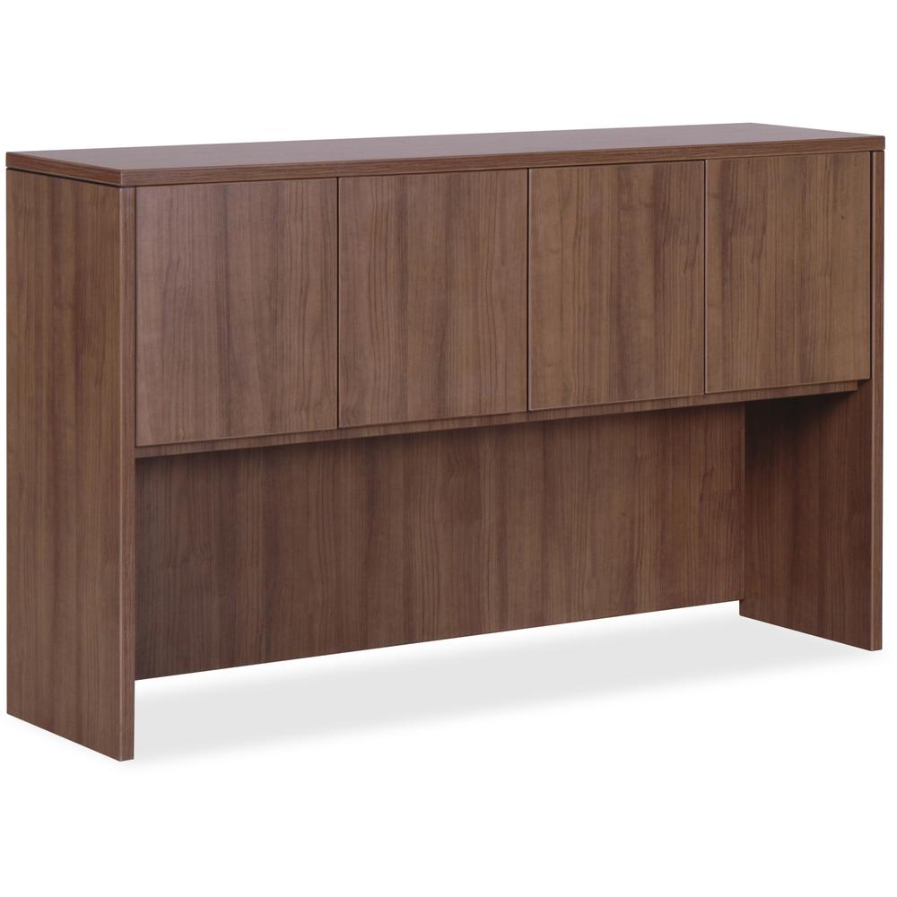 Lorell Essentials Series Walnut 4-Door Hutch - 70.9" x 14.8" x 36" Hutch - 4 Door(s) - Finish: Laminate, Walnut