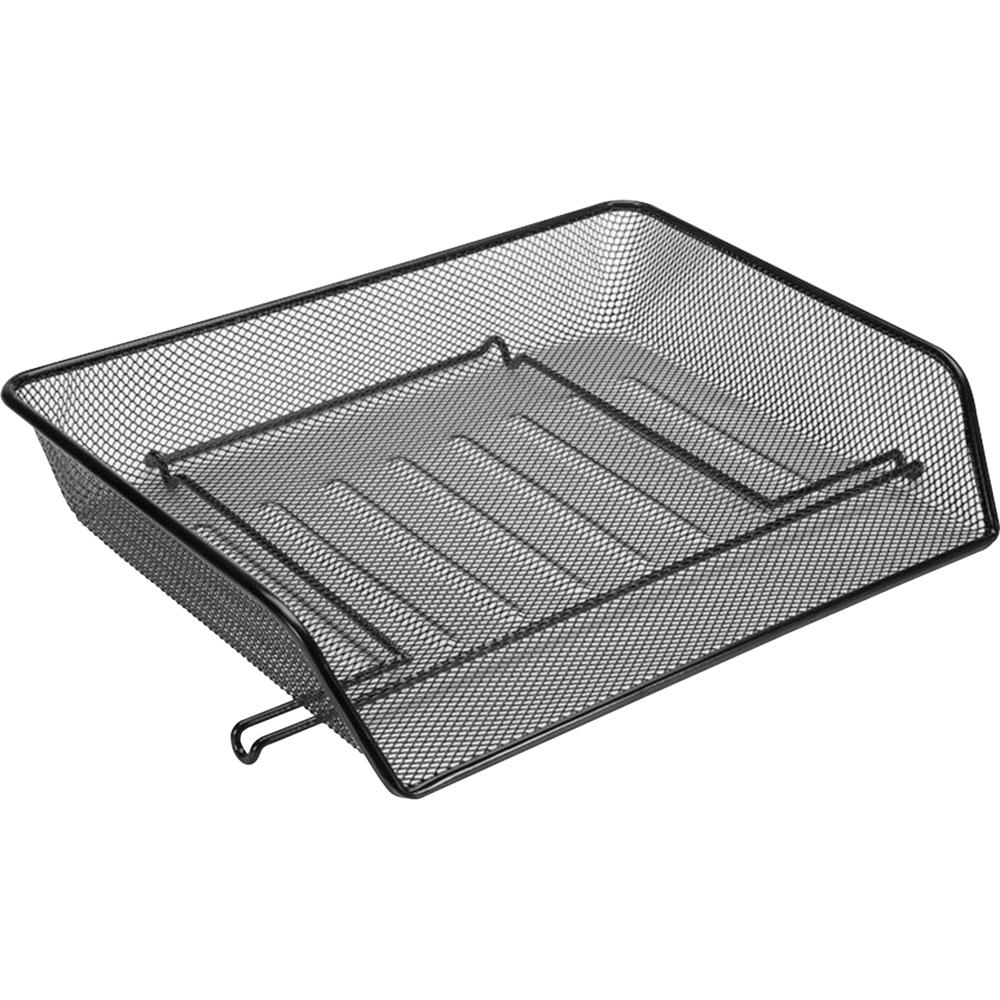 Lorell Side-loading Steel Mesh Letter Tray - 3" Height x 14.3" Width x 10.8" Depth - Stackable - Black - Steel - 1 / Set