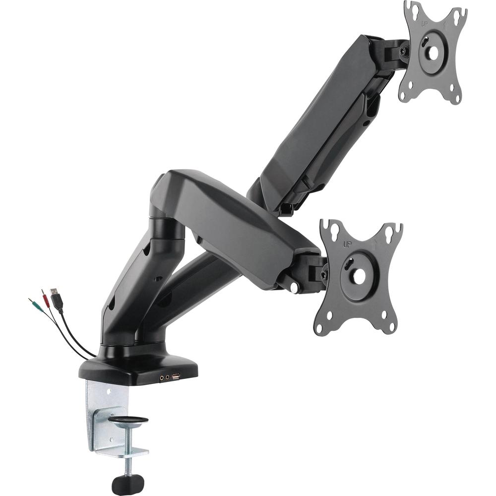 Lorell Mounting Arm for Monitor - Black - Height Adjustable - 2 Display(s) Supported - 14.30 lb Load Capacity - 75 x 75, 100 x 1
