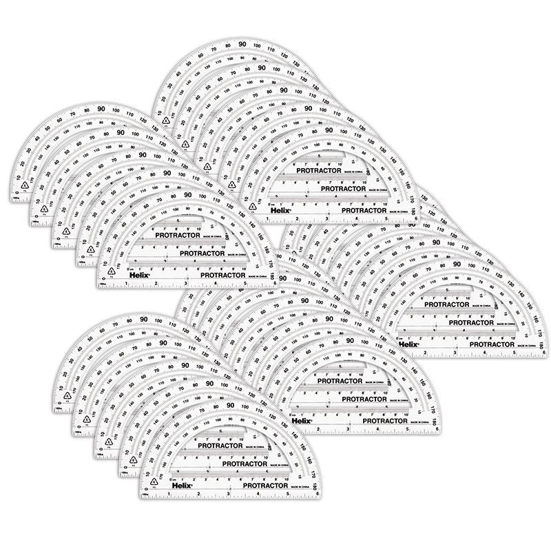 180 Degree Standard Protractor, 6", Pack of 25