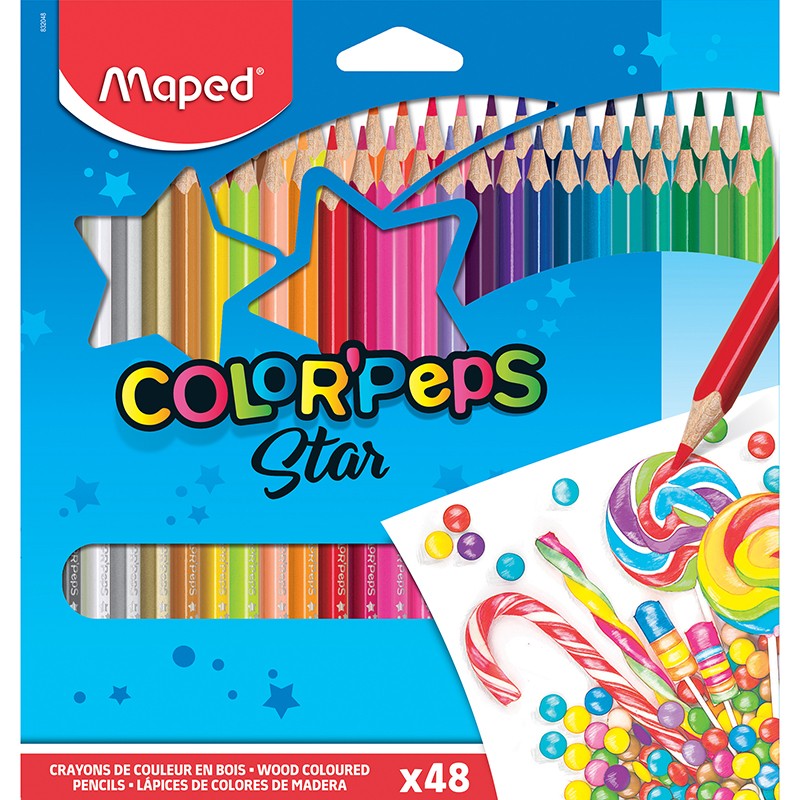 Color'Peps Triangular Colored Pencils, Pack of 48