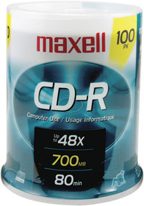 Maxell 648200 - CDR80100S 700MB 80-Minute CD-Rs (100-ct Spindle)
