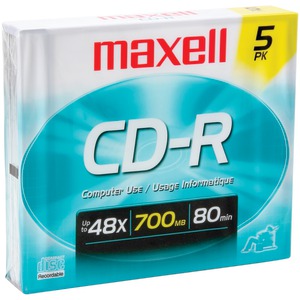 Maxell 623205/648205 700MB 80-Minute CD-Rs (5 pk; Slim Jewel Cases)