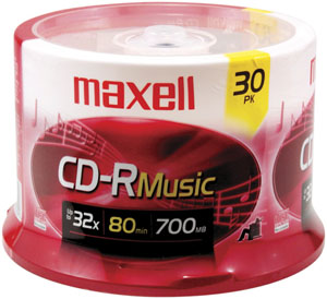 Maxell 625335 80-Minute Music CD-Rs (30-ct Spindle)