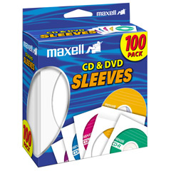 Maxell 190133 - CD402 CD/DVD Storage Sleeves (100 pk; White)