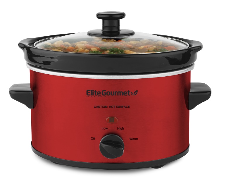 Elite MST-275XRX Red 2 Qt Oval Slow Cooker