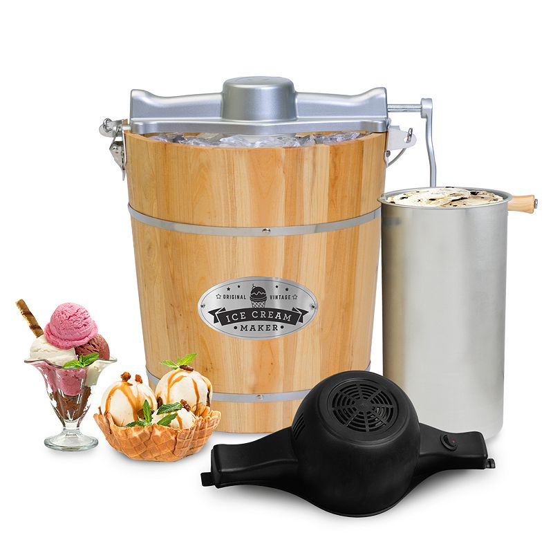 Elite EIM402X 4 Quart Old Fashioned Pine Bucket Ice Cream