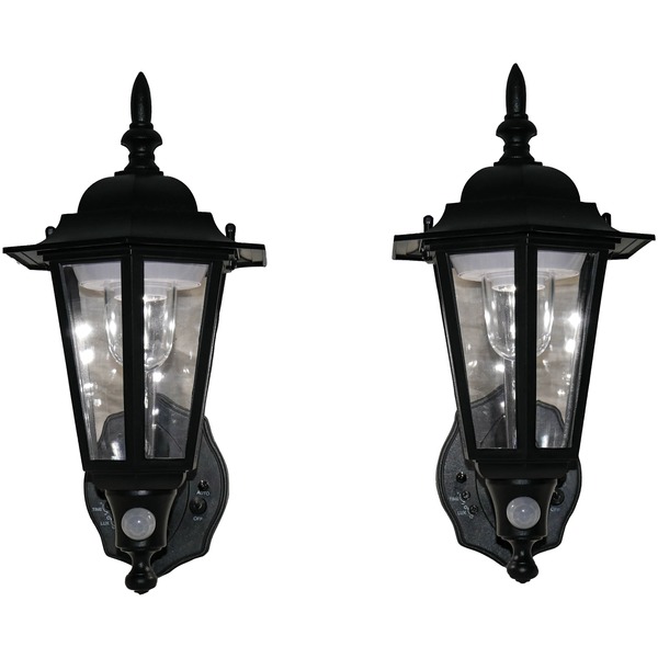 MAXSA Innovations 44719-2PACK Battery-Powered Motion-Activated Plastic LED Wall Sconce, 2-Pack (Black)