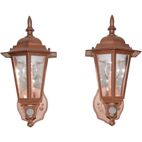 MAXSA Innovations 46719-2PACK Battery-Powered Motion-Activated Plastic LED Wall Sconce, 2-Pack (Copper)