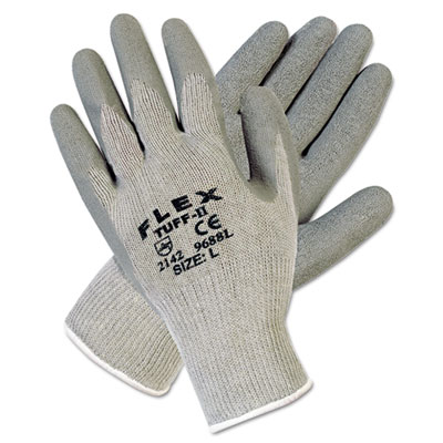 FlexTuff Latex Dipped Gloves, White/Blue, Large, 12 Pairs