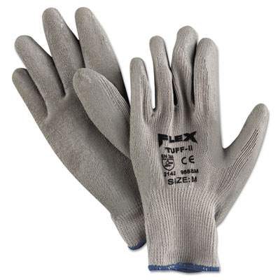 FlexTuff Latex Dipped Gloves, White/Blue, Medium, 12 Pairs
