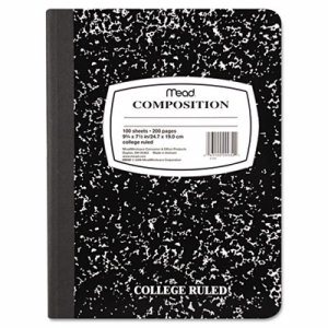 Composition Book, College Rule, 9 3/4 x 7 1/2, White, 100 Sheets