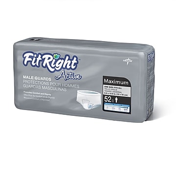FitRight Active Male Guards, 6 x 11, White, 52/Pack