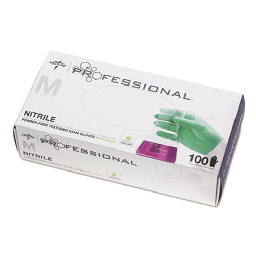 Professional Nitrile Exam Gloves with Aloe, Medium, Green, 100/Box