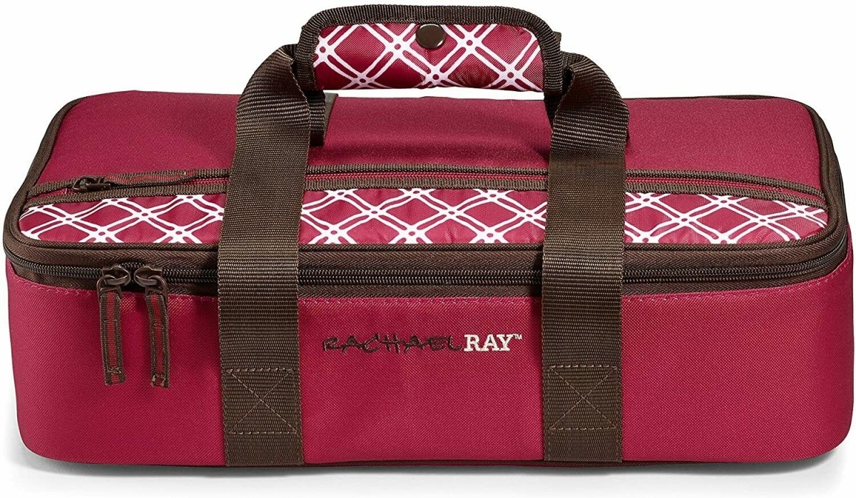 Rachael Ray Burgundy Small Bias Plaid Meal Carrier