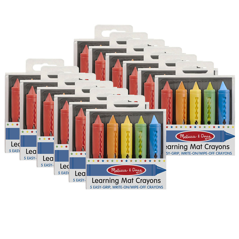 Learning Mat Crayons, 5 Assorted Colors Per Pack, 12 Packs