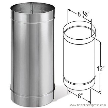 8" x 12" DuraBlack Welded Stainless Steel Stovepipe - 8DBK-12SS